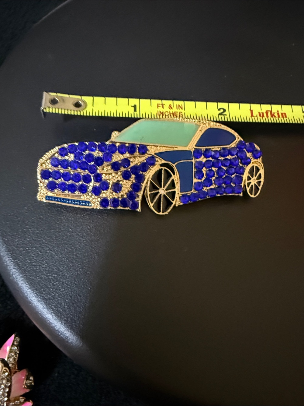 Blue Crystal Sports Car Brooch Pin - Unbranded